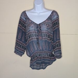 American Eagle Loose Fit Top Boho Sheer